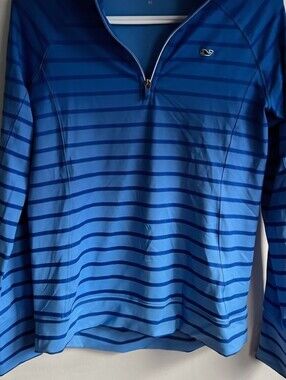 Vineyard Vines Blue Striped Quarter-Zip Pullover NWOT
